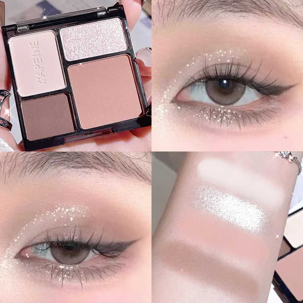 Eye shadow quad plate fine flash pearl light blue milk tea mini eye shadow student makeup W241213