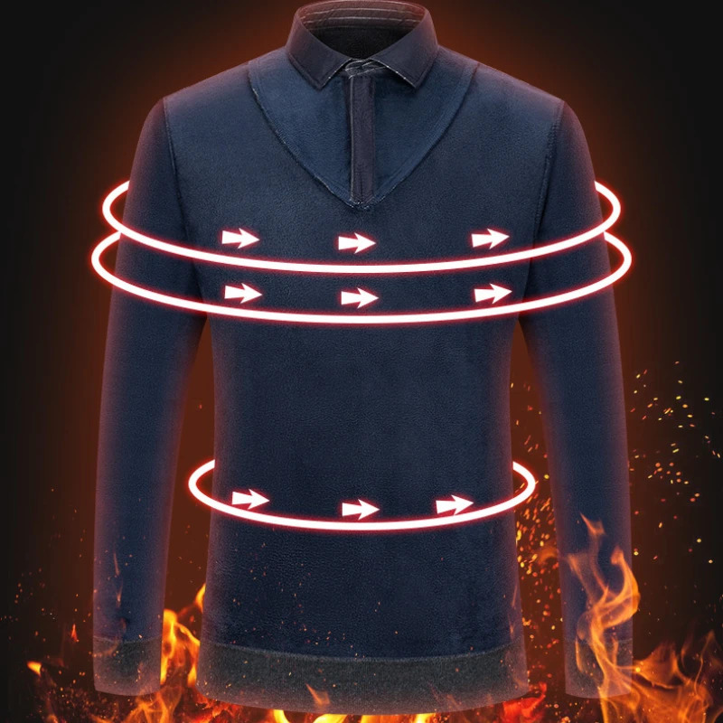 camisas de hombre two piece set men clothing ner clothes long sleeve fleece thickened warm sweater 241213