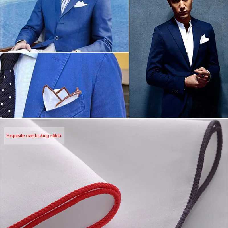Fashion Mens Density Side White Pocket Towel Set Accessories Handle Head Square Towel Cotton Colorful Edge Towel W241213