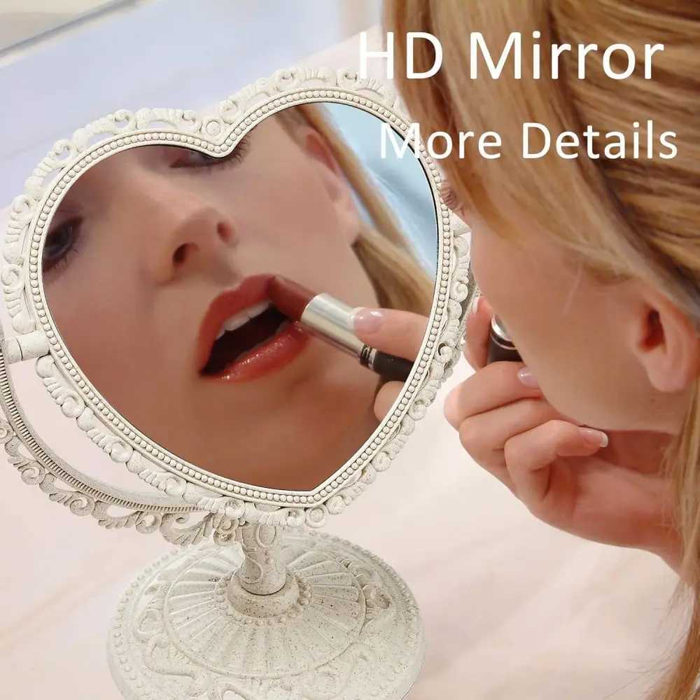 Vintage Makeup Mirror Swivel Cosmetic Mirror with 360 Degree Rotation for Women Bedroom Oval Shaped Stand Tabletop MirrorXJ241213