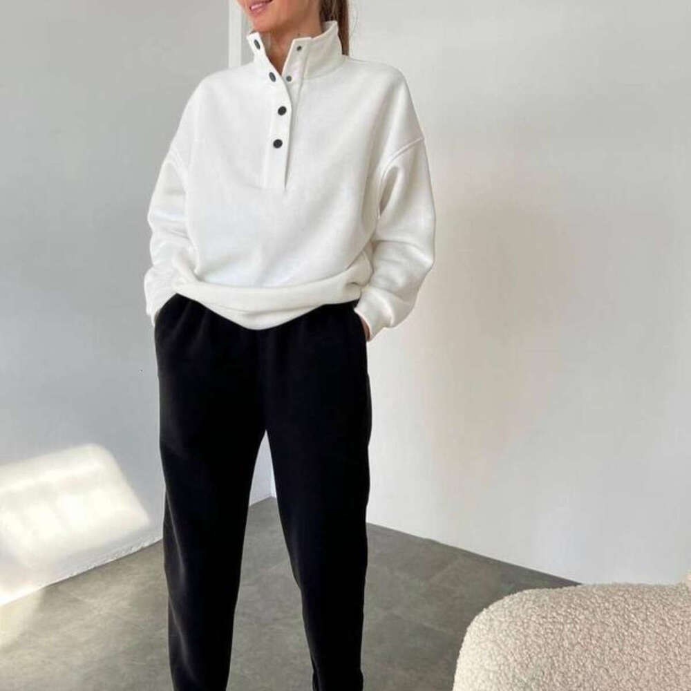 Spring And Autumn New Foreign Trade Women's Button Stand Up Collar Two Piece Set Trendy Clothing Fashion Casual Temperament