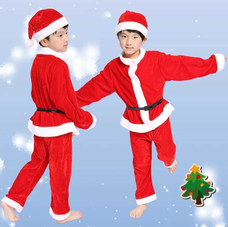 2024-2025 Santa Claus Set for Boys and Girls Christmas Party Childrens Saint Nicholas Day Clothing Childrens Christmas Eve Winter Santa Claus Dress W2