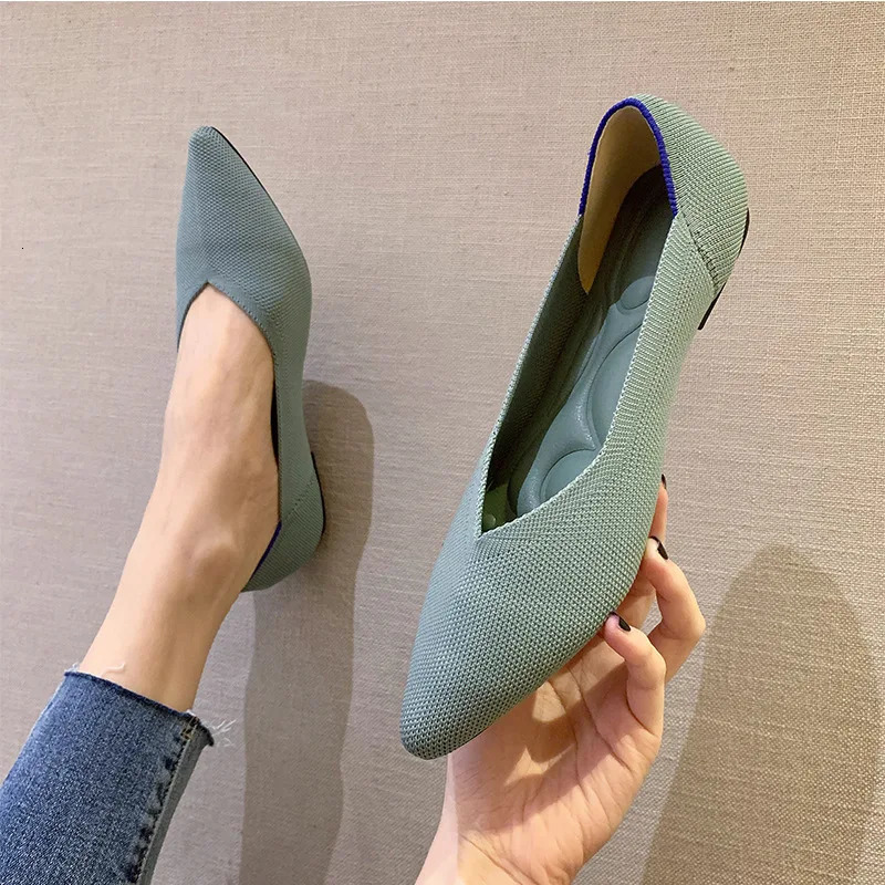 Womens Flat Shoes Plus Size 42/43 Beautiful Color Knitted Elastic Comfortable Soft Flat Shoes Spring and Autumn Singles 241213