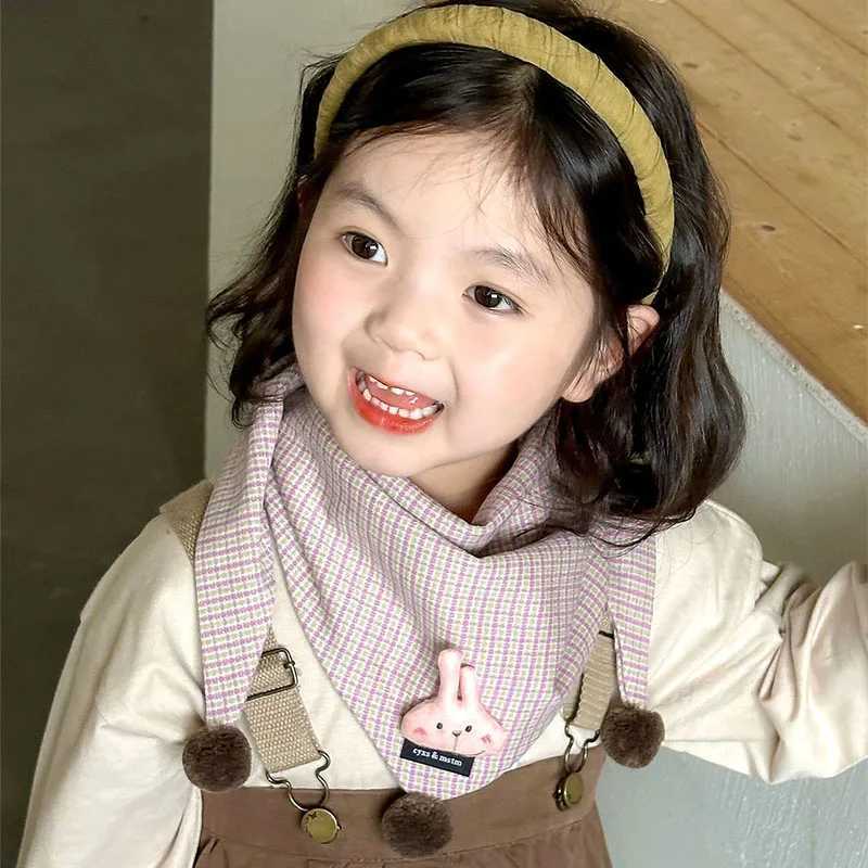 Scarves Wraps 3-8Y New Autumn Winter Scarf for Baby Boys Girls Knitted Triangle Scarf Outdoor Warm Kids Mufflers Children Crochet Baby Scarf H241213