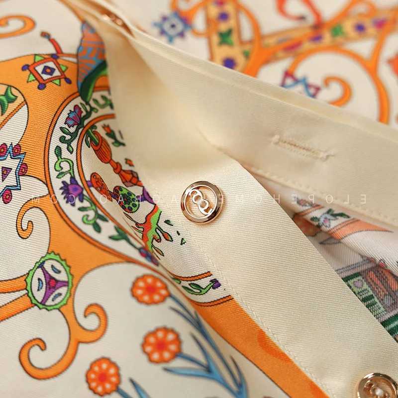 Women's Blouses Shirts Luxury Brand Designer Elegant Fashion Baroque 2024 Summer Long Sleeves Shirts For Women Vestidos Beige Tops Mujer Trf Clot