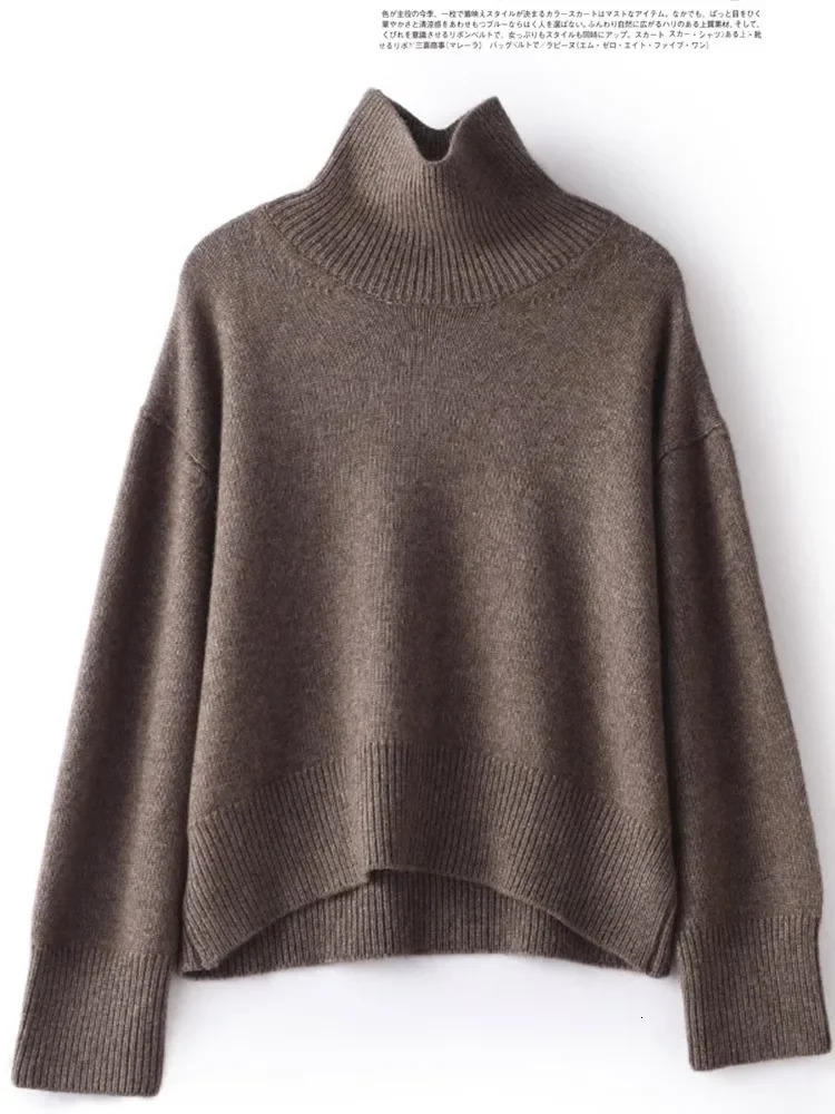 Autumn and winter 100 pure cashmere sweater womens thick turtle neck pullover loose knit 241212