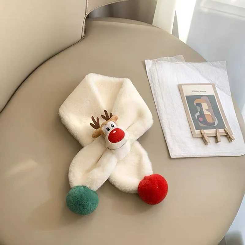 Scarves Wraps Childrens Scarf Winter Warm Baby Plush Thickened Men and Girls Windproof Cute Christmas Deer H241213D2IU