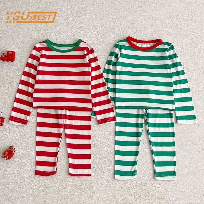 Autumn Childrens Baby Boys and Girls Long Sleeve Striped T-shirt+Pants Clothing Set Baby Boys and Girls Pajamas Childrens Clothing Set W241213