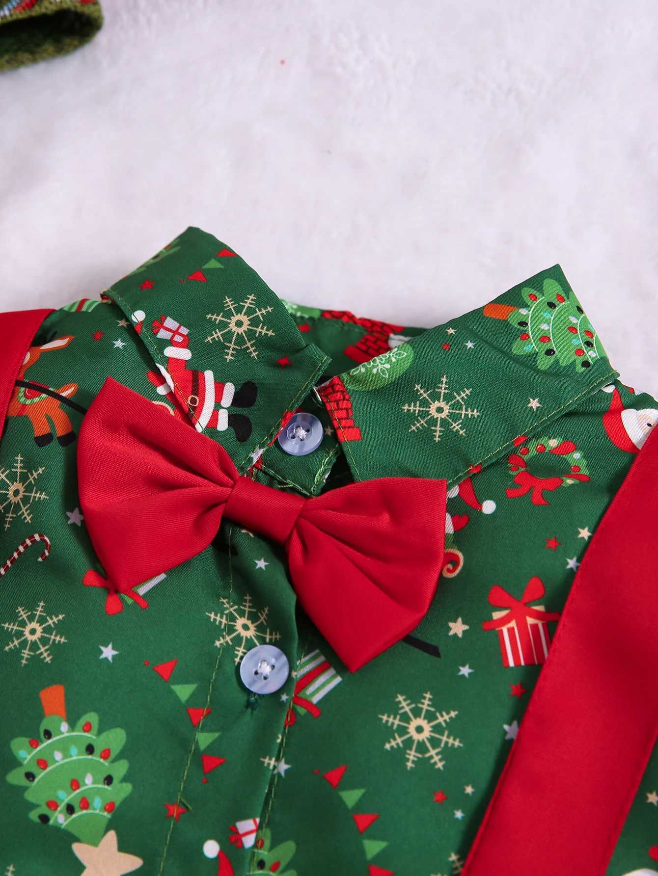 Prowow 1-6Y Baby Christmas Set Childrens Collar Christmas Shirt+Red Coat Childrens New Year Clothing Baby Christmas Clothing W241213
