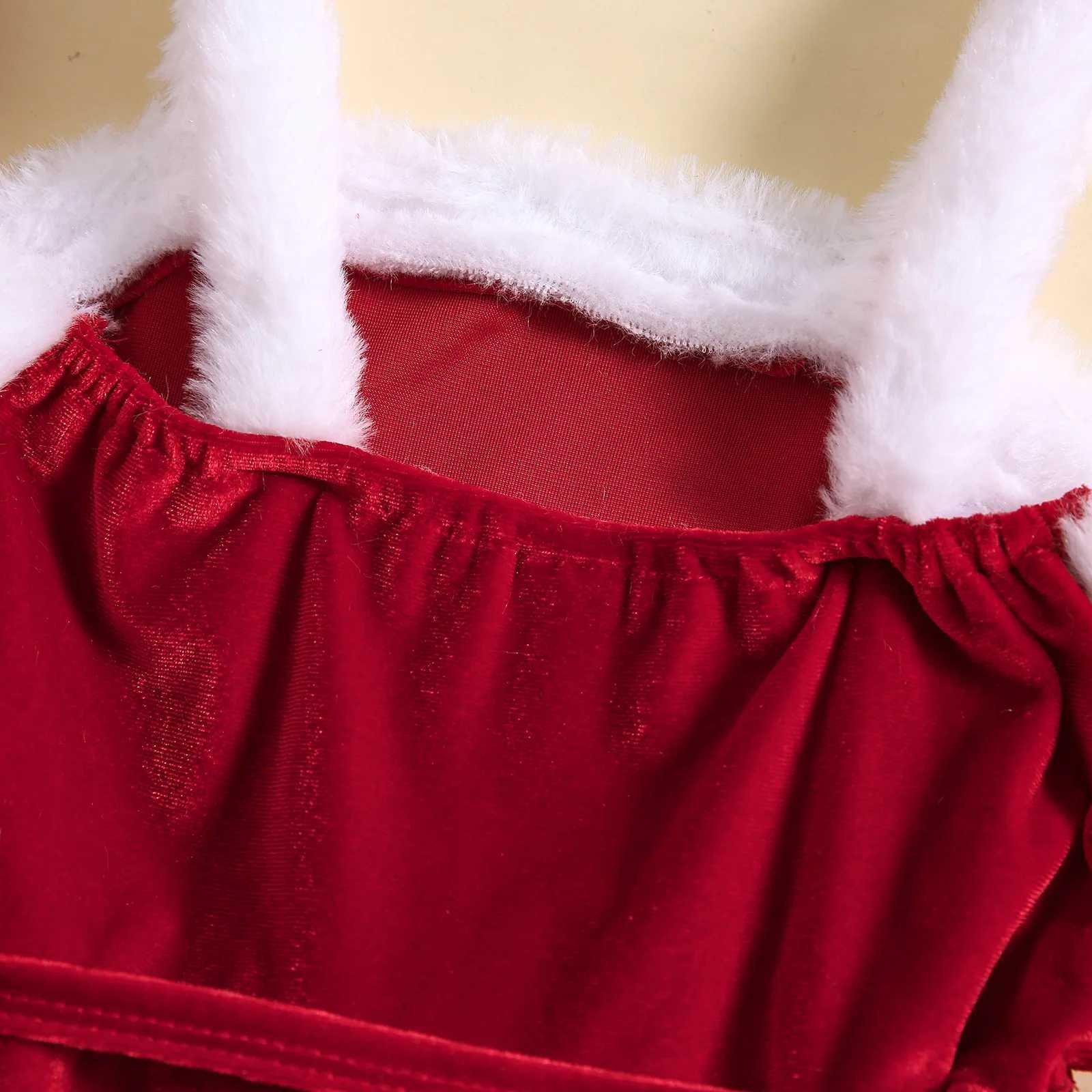 Girls Christmas Dress Set Autumn/Winter Velvet Pendant Dress+Sleepwear+Hat 3-Piece Baby Santa Claus Costume Holiday Costume W241213