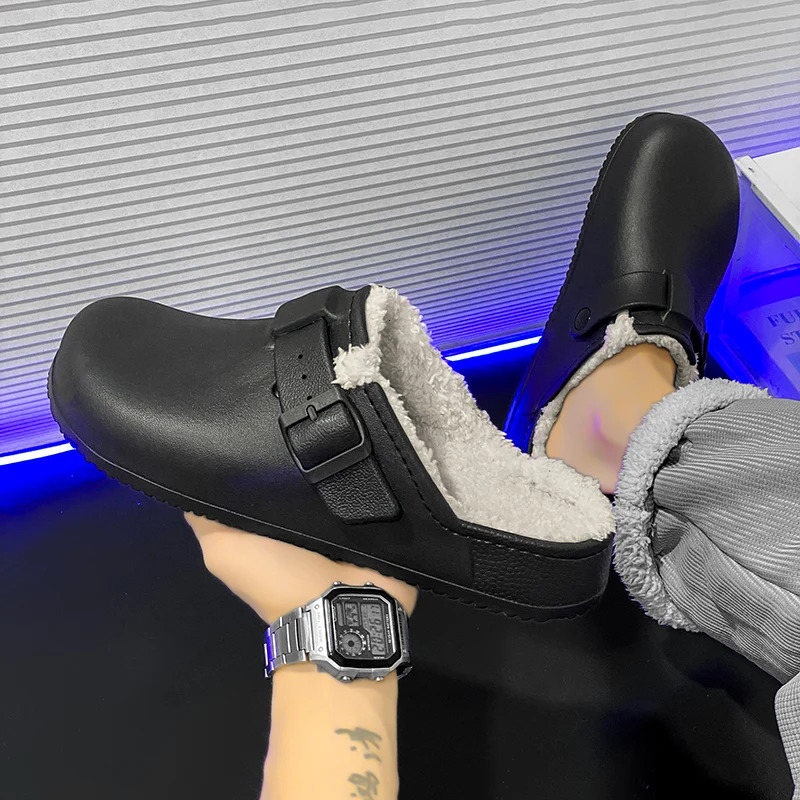 Waterproof Slipper Men's Slippers Couple Women Home Shoes Add Veet Non-Slip Wear-resistant Indoor Unisex Soft and Comfortable