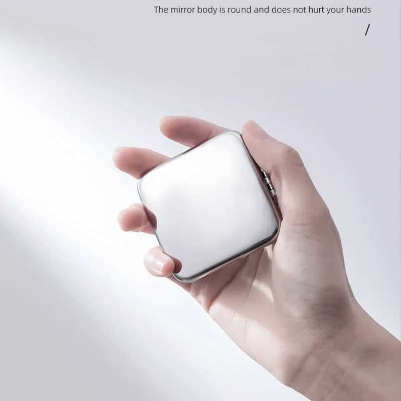 Foldable Makeup Mirror Portable Double-Sided Mirror Stainless Steel Pocket Small Tinkering Mirror ForTravel Beauty Cosmetic ToolXJ241213