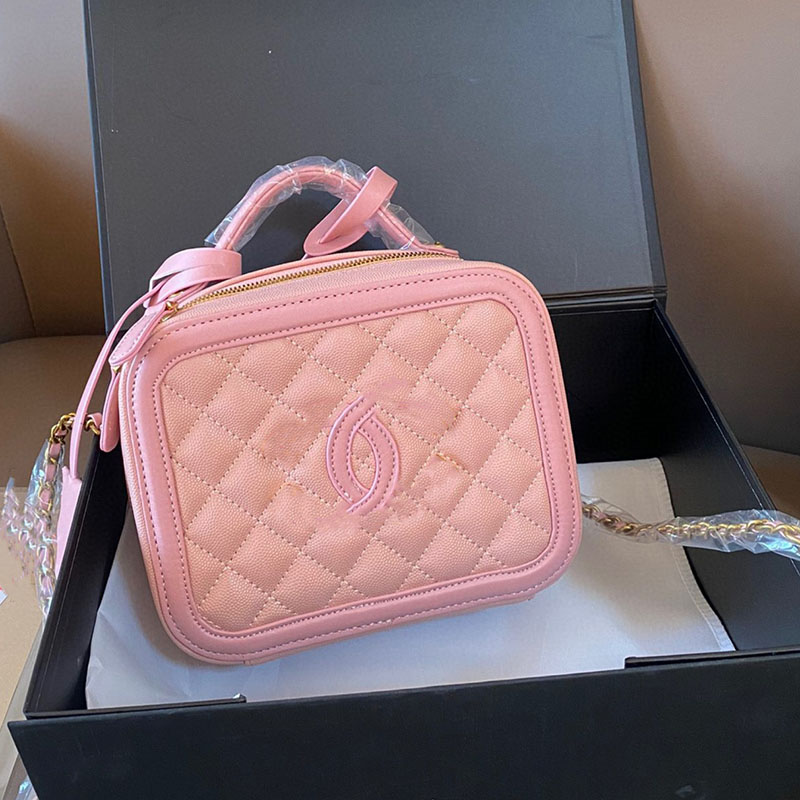 Caviar Fabric Cosmetic Bags & Cases Women Leather Luxurys Designers Bags Totes Handbag Wallets Messenger Purse Card Holder pouch Travel outdoors Messenger Bag 19cm