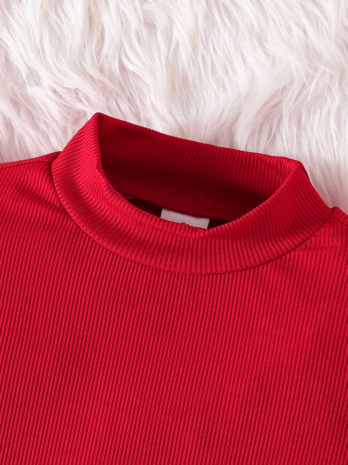 Childrens Spring and Autumn New Fashion 2 sets of red knitted mid neck long sleeved flat shoes+Trend flat top hat W241213