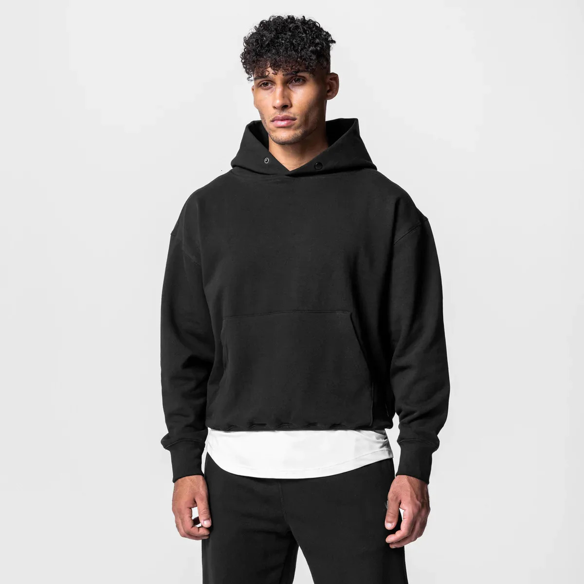 Mens thick cotton hooded training set casual sports zipper top with pants sportswear gym running track and field clothes 241211