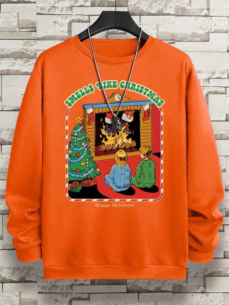 Smelling like Christmas fun manga mens hip-hop oversized sweatshirt oversized wool mens autumn loose fashion hoodie W241213