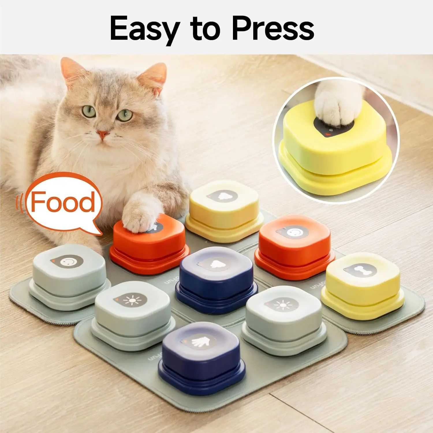 Friendly Dog Buttons for Communication Dog Training Speaking Buttons Dog Clicker with Mat Stickers 9Packs-Rubber Mat X241213