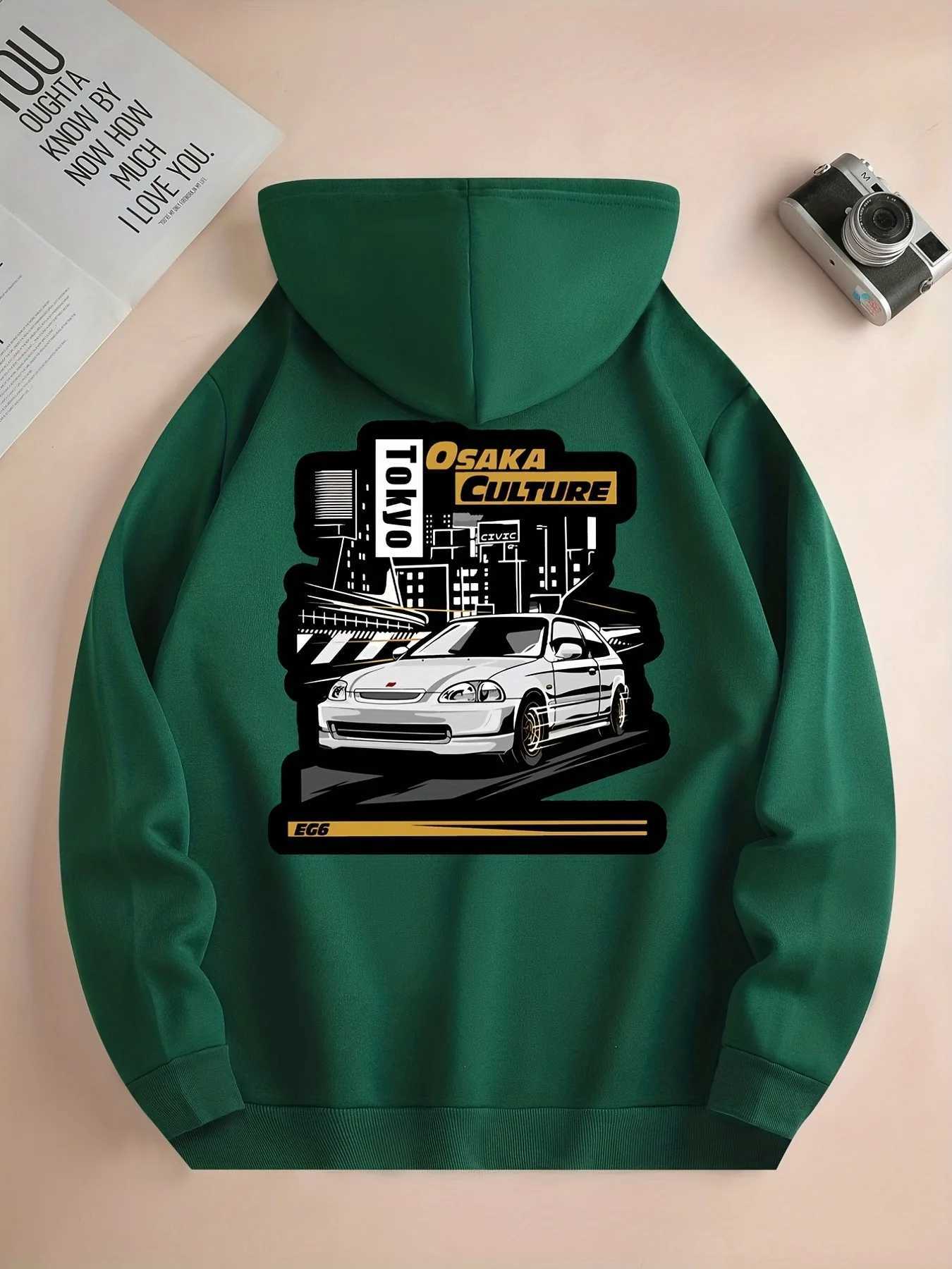 Loose and comfortable mens fashionable hooded sweatshirt with printed pattern for autumn and winter casual sports shirt long sleeved S-3XL W241213