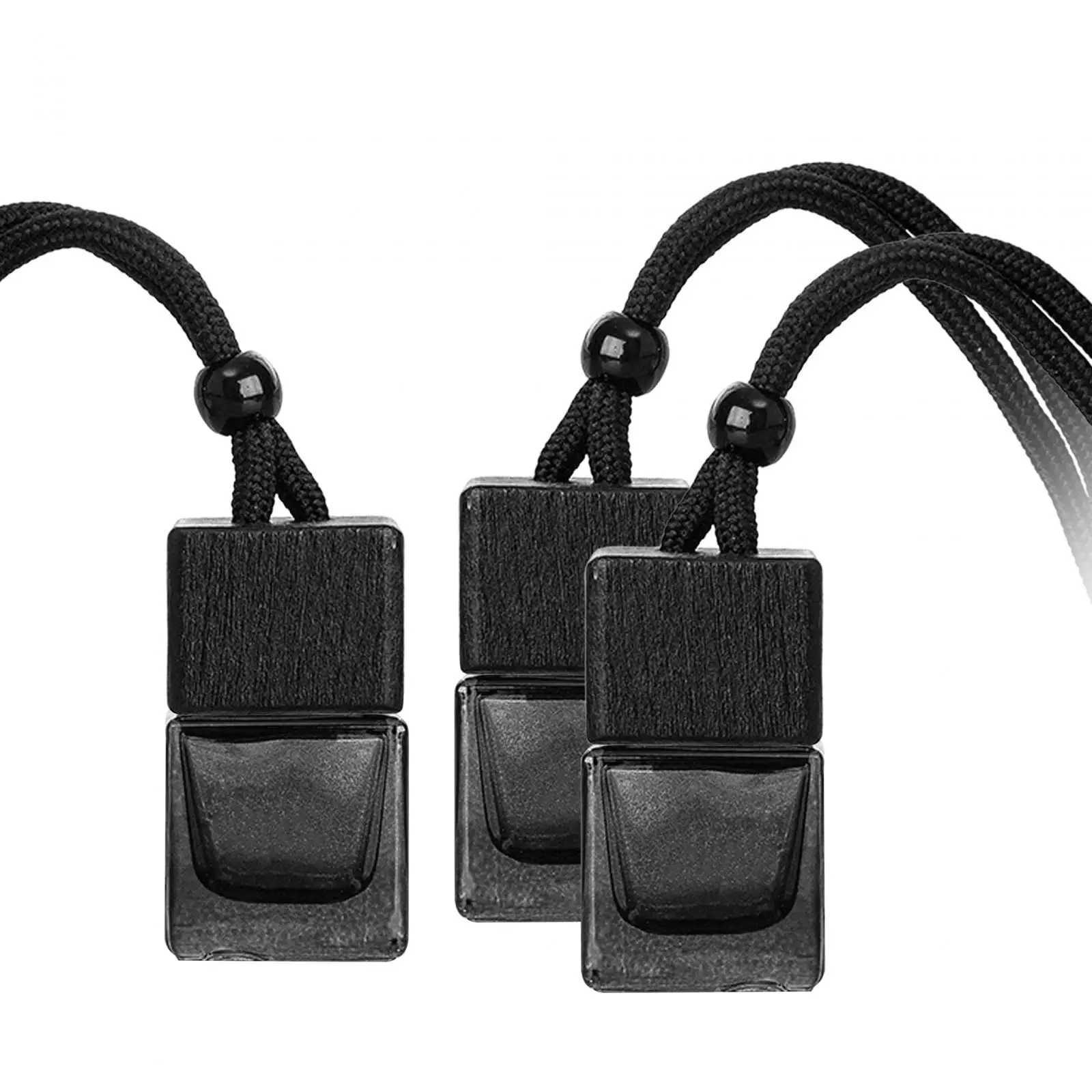 3Pcs Car Empty Refillable Fragrance Hanging Essential Oil Diffuser Bottles for Car Decorative Black 8mlXJ241213
