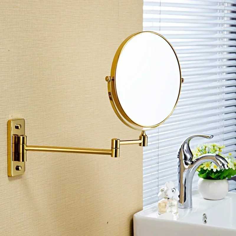 Matte 6 inch Wall Mounted Bathroom Mirror 360 Degree Telescopic Folding 2-Face Double Bath Cosmetic mirrors for Women MakeupXJ241213