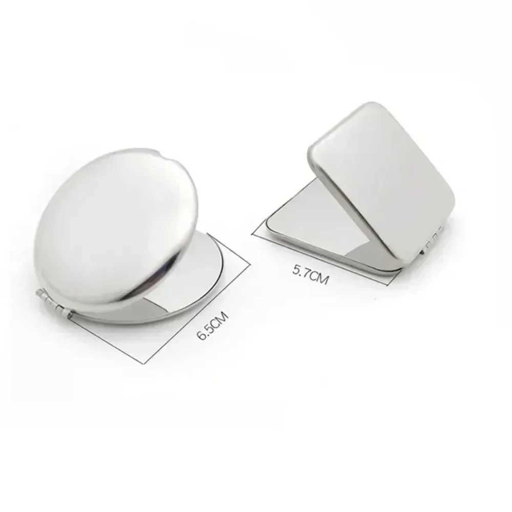 1pc Portable Women Stainless Steel Makeup Mirror Hand Pocket Folded-Side Cosmetic Make Up Mirror Small Various ShapesXJ241213