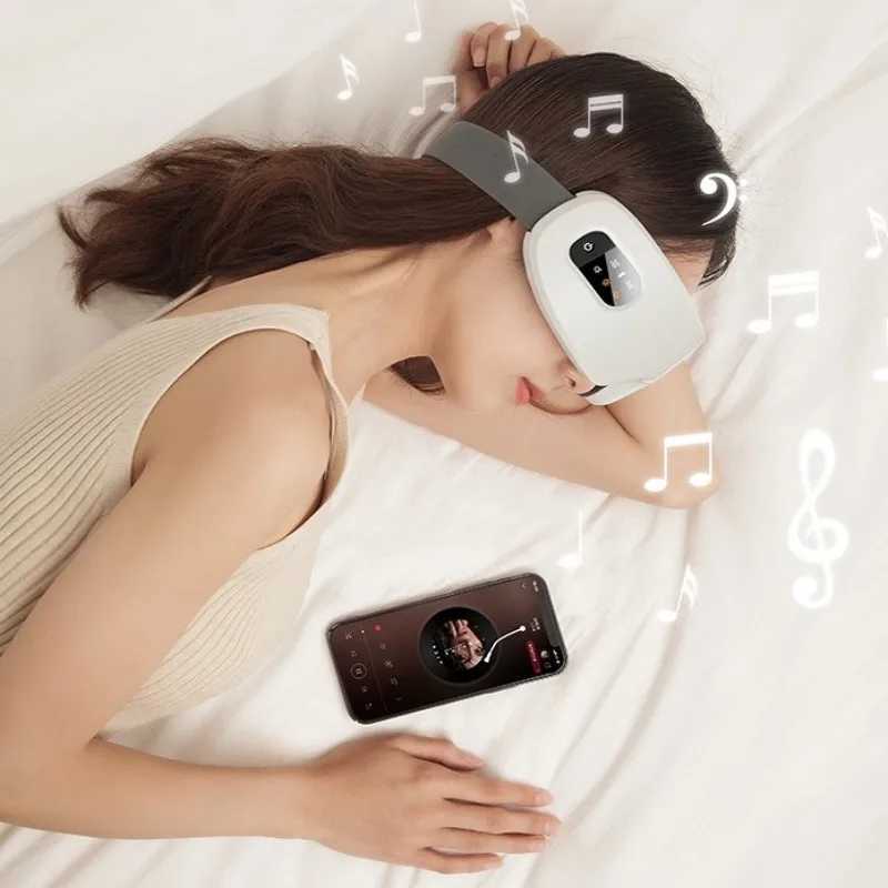 Electric intelligent eye massager Bluetooth music eye care instrument Hot pressure vibration massage fatigue relief sleep facial mask W241213
