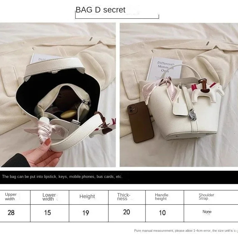NEW French Leather Niche Bucket Top-Handle Female 2024 Fashion Women Foreign Style Hand Basket Sac Poplene Femme Tote Bag