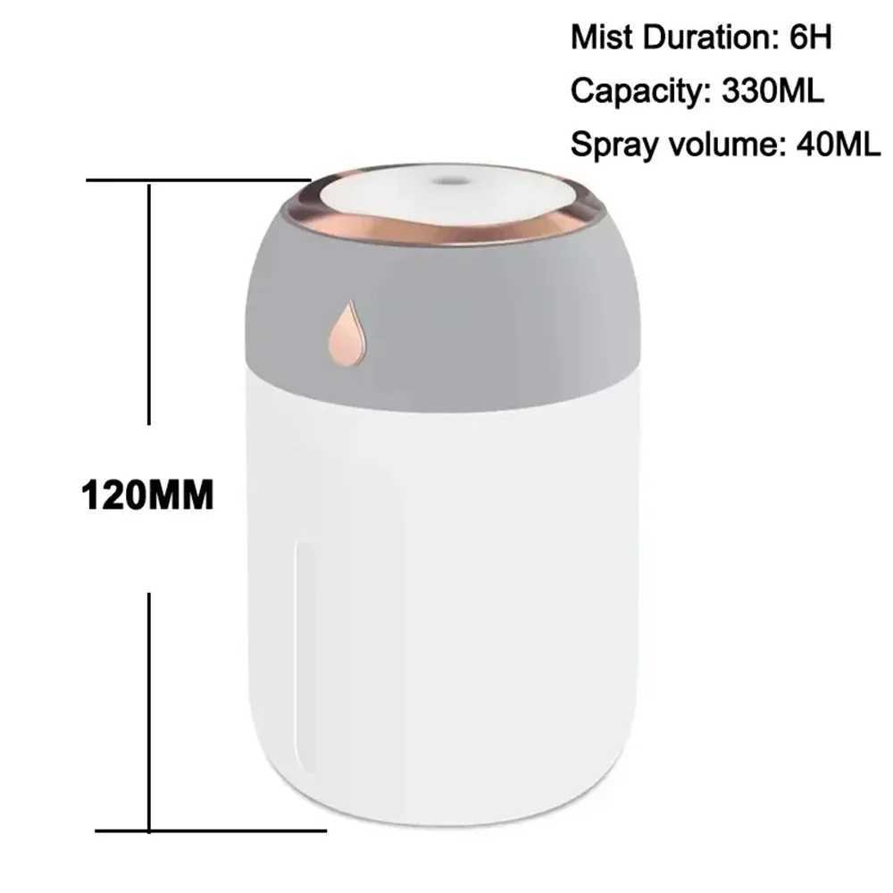 Mini USB Portable Air Humidifier Aroma Diffuser LED Cool Light Mist for Room Home Car Plant Purifier 330ml XJ241213