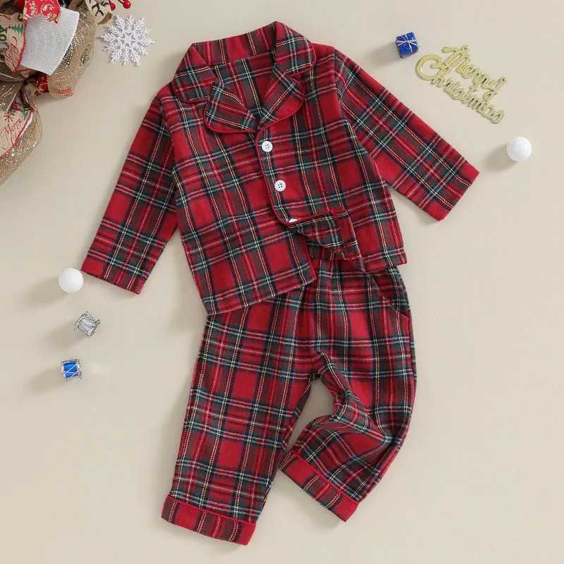 6 months to 4 years Christmas childrens pajamas set smooth button long sleeved shirt and elastic pants casual wear W241213