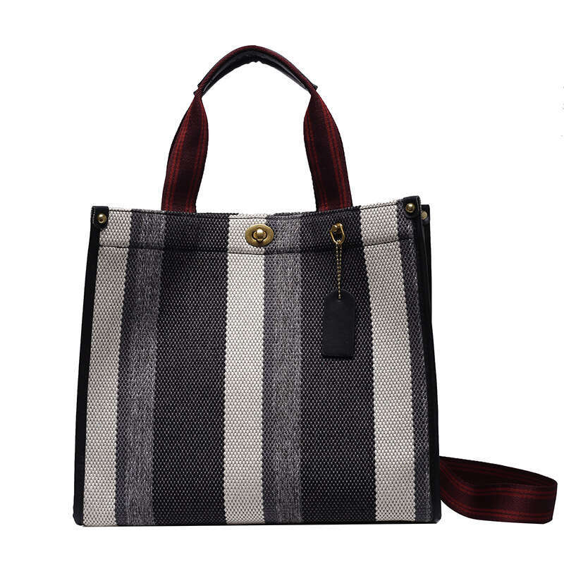 Women's New Hand-Held Tote Large Capacity Canvas Contrasting Color Commuting Shoulder Crossbody Bag, Fashionable Quality Classic