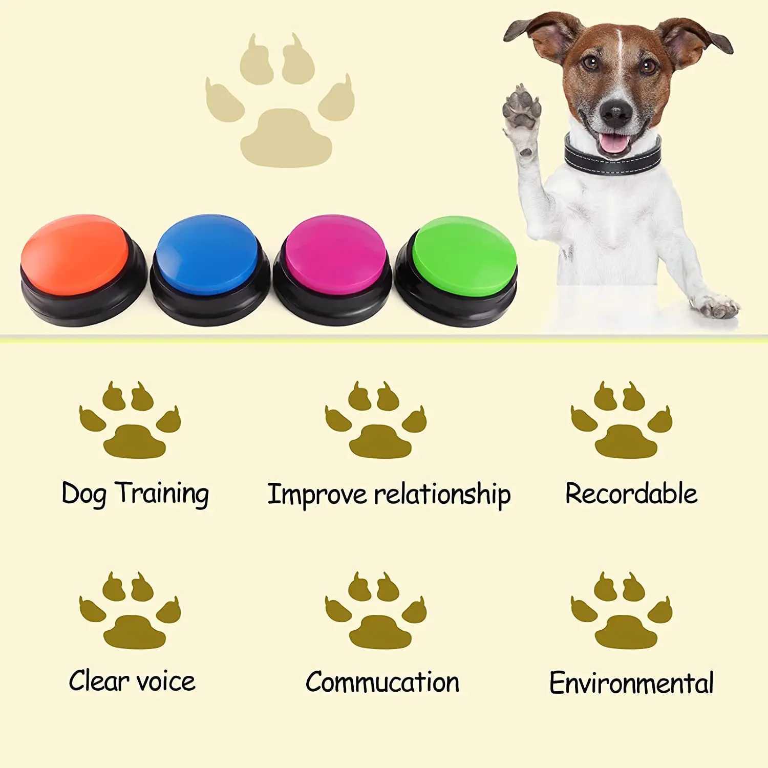 1 voice recording button pet toy dog button for communication pet training buzzer can record call button smart toy X241213