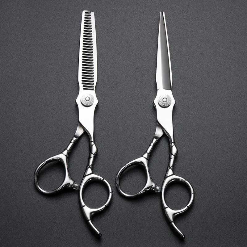 New 6.0 inch Hair Scissors Professional Patterned Handle Hairdresser Barber Tools Salon Hair Cutting Thinning Shears M241213