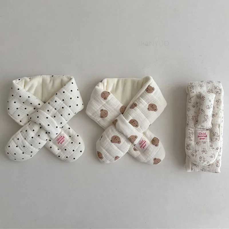 Scarves Wraps Korean Cartoon Bear Wool Fur Cross Warm Scarf Baby Fake Collar Neck Guard Shawl Winter Blouse Shoulder Cape Children Neckerchief H241213