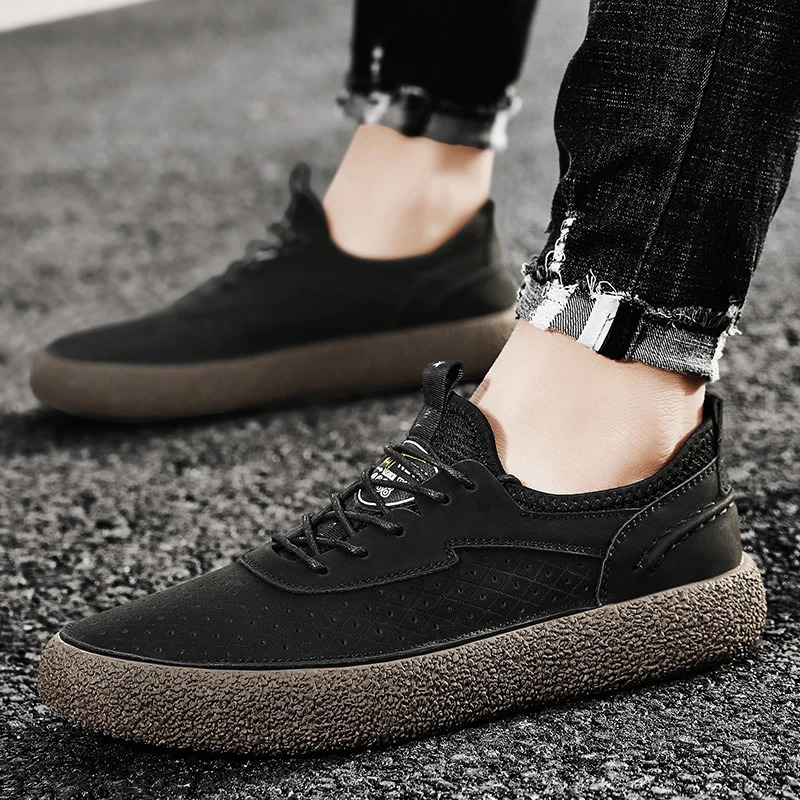 Mens sports shoes comfortable classic outdoor leisure skateboarding shoes mens fashionable non slip genuine leather skateboarding shoes 241213
