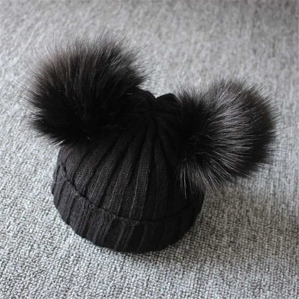Knit Beanie Cap Toddler Kids Baby Boys Girl Warm Winter Pom Bobble HatXJ241213
