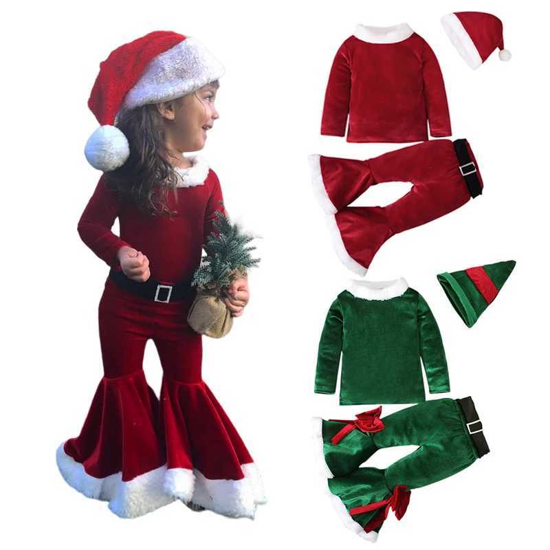 New Years Christmas clothing childrens newborn clothing set winter wool top+pants+hat baby boy and girl clothing Santa Claus set W241213