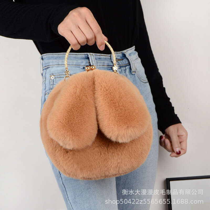Rabbit ear hand-held, single shoulder, crossbody, clip on bag, autumn and winter chain bag