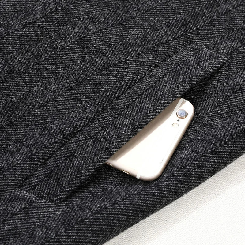 High Quality Fashion Handsome Business Casual Knitted Woolen Wool Stretch Coat Mens ner Overcoat 241213