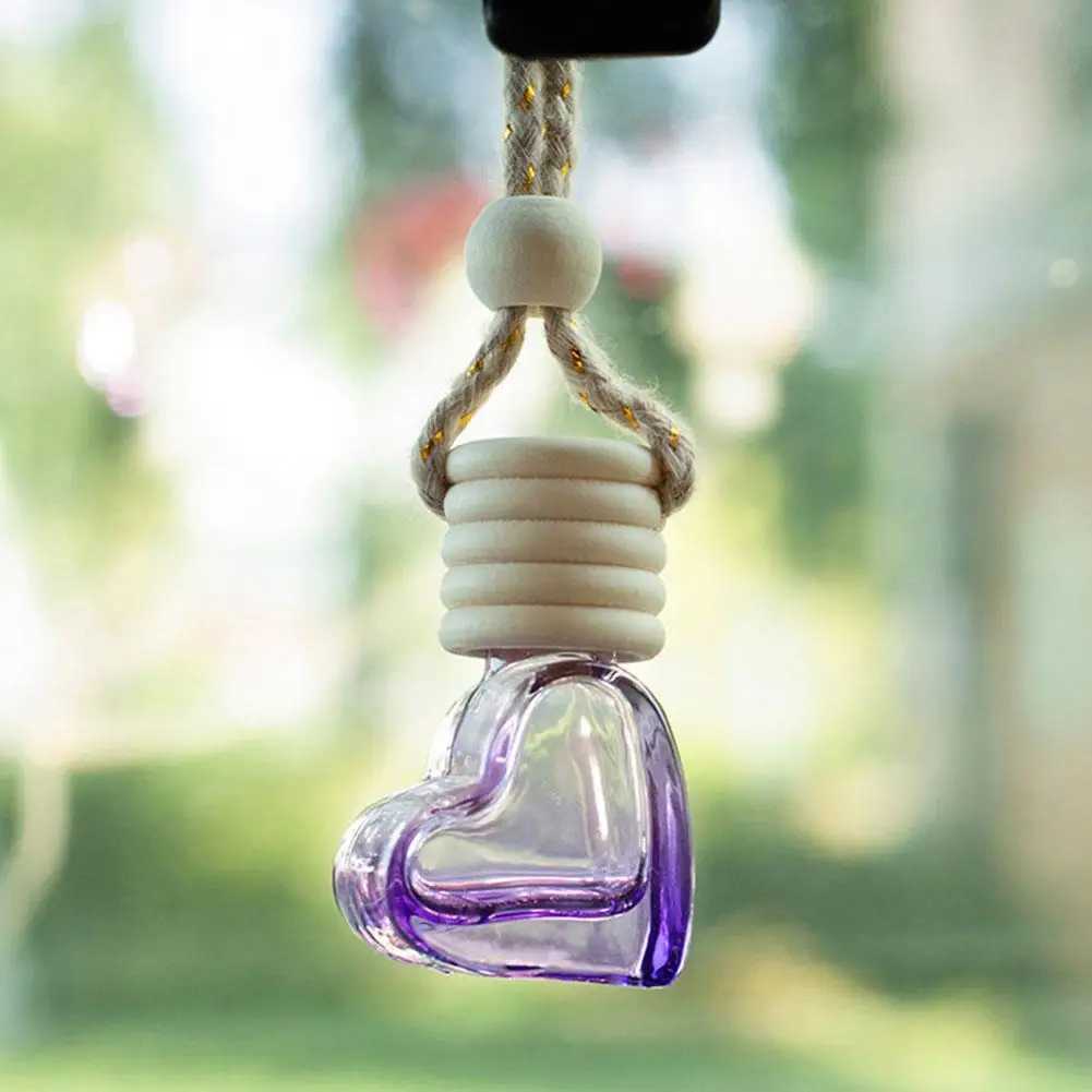 Car Interior Hanging Decor Heart Shaped Aroma Bottle 6ml Essential Oil Diffuser Fragrance Air ener Car AccessoriesXJ241213