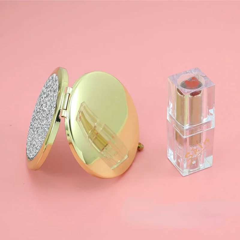 Mini Pocket Mirror Beauty Cosmetic Mirror Rhinestone Foldable Compact Portable Double-Sided Folding Cosmetic MirrorXJ241213