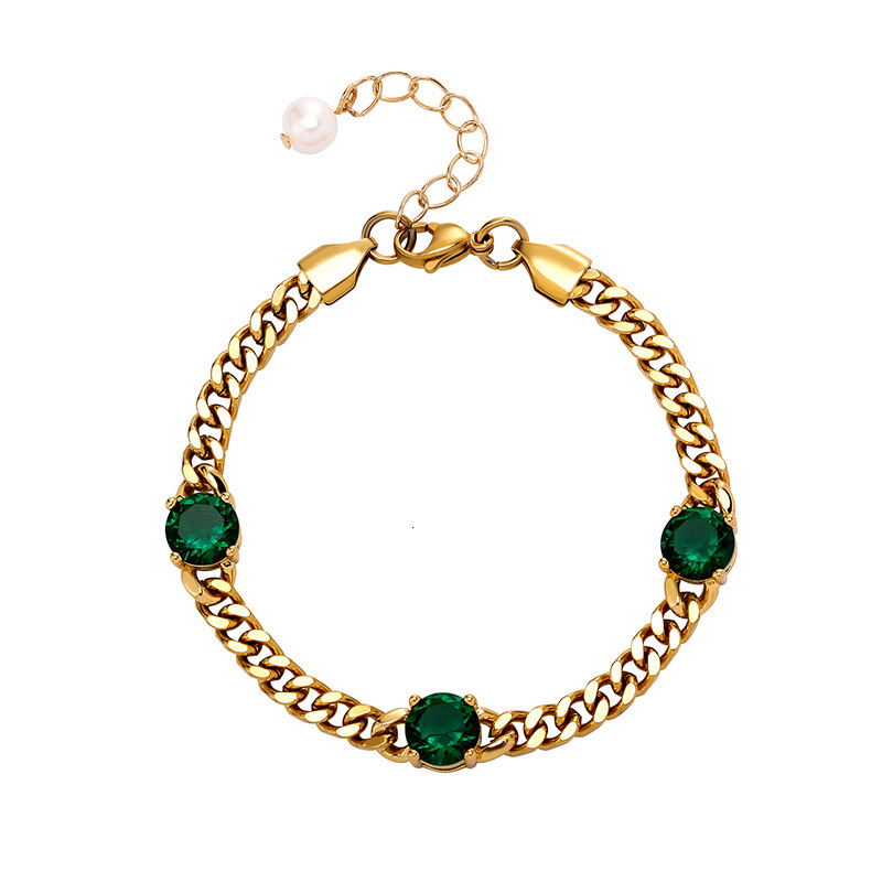 Wolf Tide New In Multicolor Stainless Steel Cuban Link Chain Bracelets For Men And Women Green Red Diamond 18k Gold Plated Curb Chains Choker Bijoux P