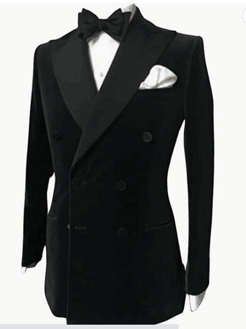 S-6Xl Black Veet Wedding Men Suits Blazer Business Groom Tuxedo Jacket Formal Costume Homme Party Double Breasted Only Coat