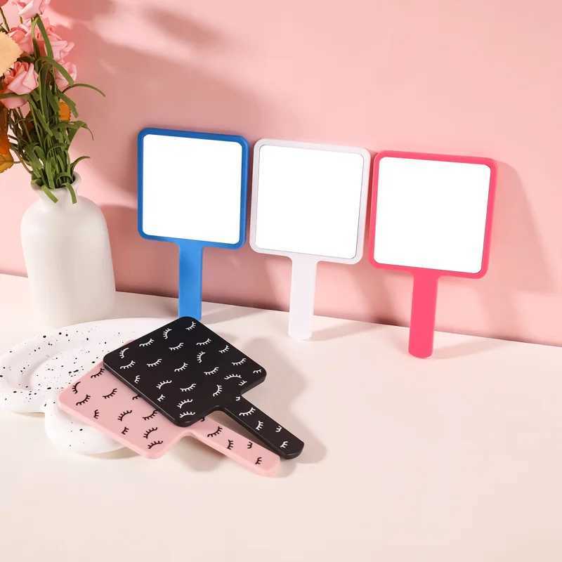 1Pc Handheld Makeup Mirror Female Vanity Cosmetic Square Mirror Beauty Tools Portable Vintage Hand Looking Glass Espejo XJ241213