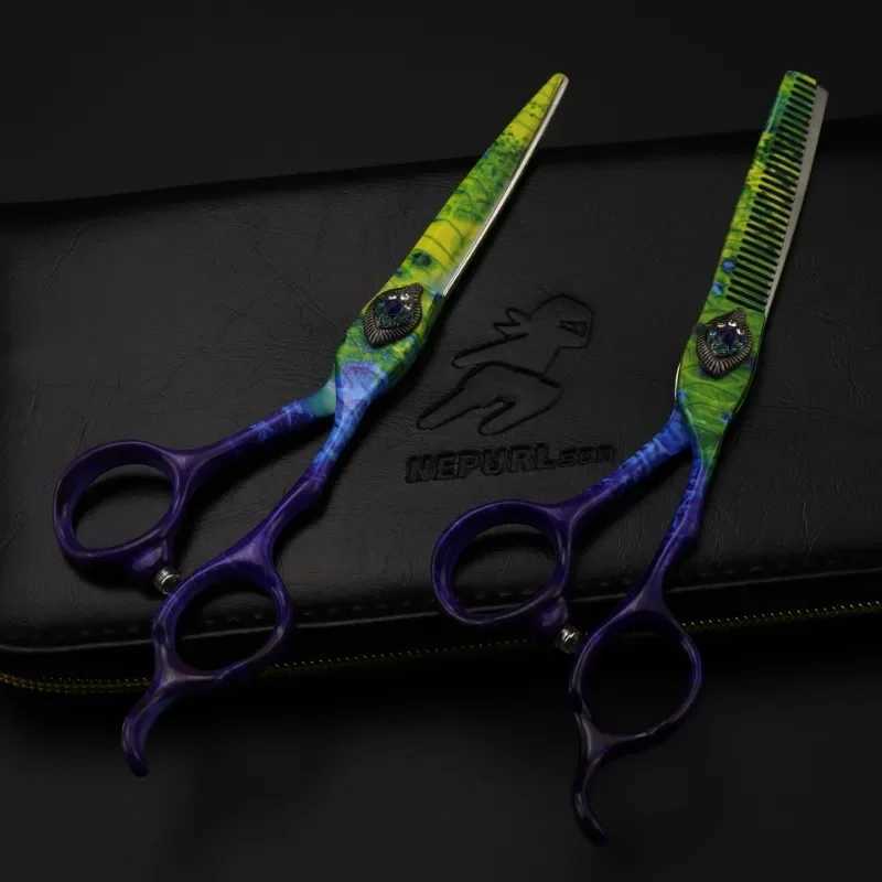 New Arrival Peacock Green Hair Clipper 6-inch Professional Hair Clipper Thin Clipper Made of 440C Steel from Japan Z241213