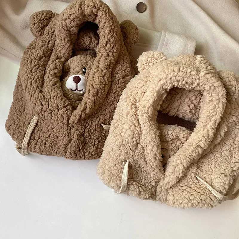 Bear Ear Lamb Beanie Hat With Mask Warm Balaclava Winter Thickened Ear Protection Autumn Skullies Beanies for Women GirlXJ241213
