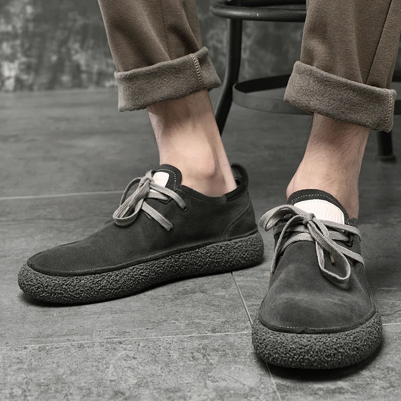 suede mens shoes comfortable and simple Oxford shoes lace high-quality leather outdoor sports shoes driving shoes 241213