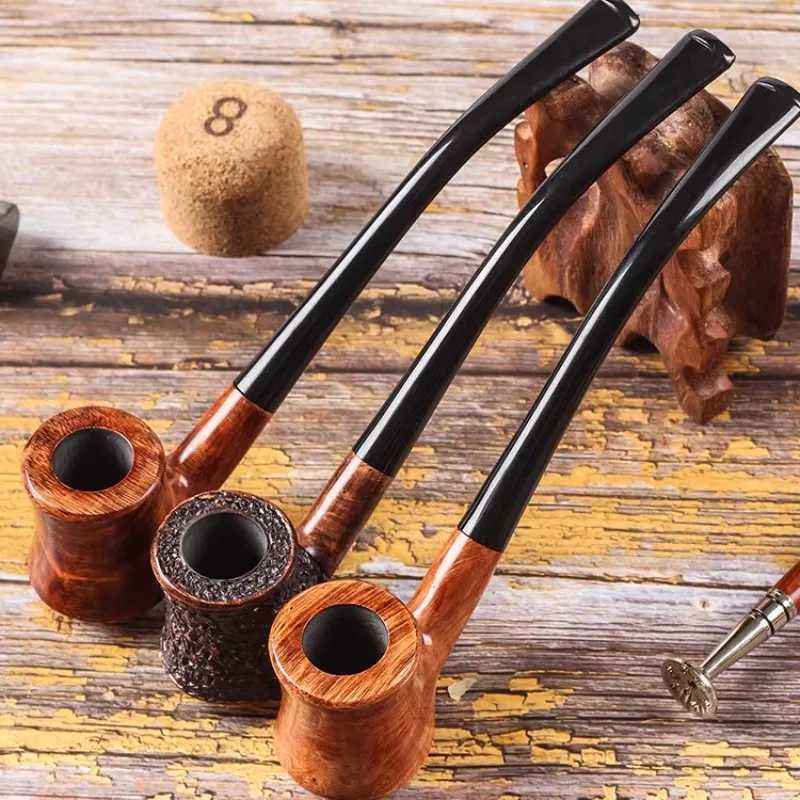 Long Briar Pipe Multi Choice Straight Smoking Pipe Best Briar Wood Pipe 3mm Filter Smoking Pipe Set Pipes for SmokingXJ241212