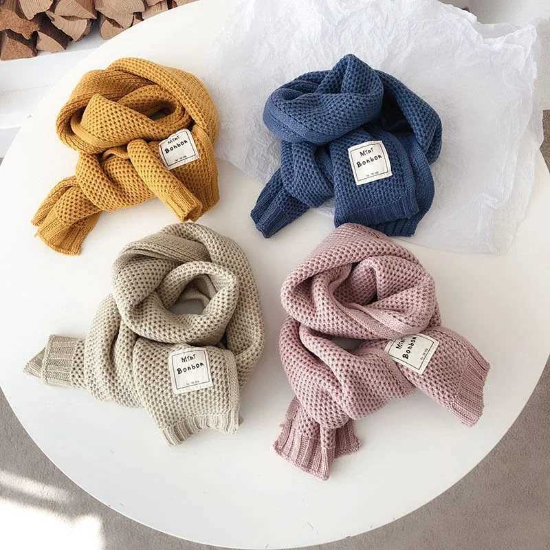 Scarves Wraps Kids Scarf Autumn Winter Korean Fashion Childrens Knitting Baby Bib Wool Knitting Winter Versatile Female Warm Girl Boy H241213