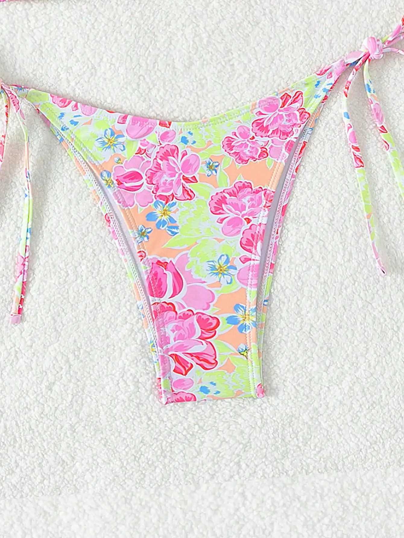 sexy swimwear women printed triang cup bra neck strap side Fa beach set strap bikini suitXJ241212