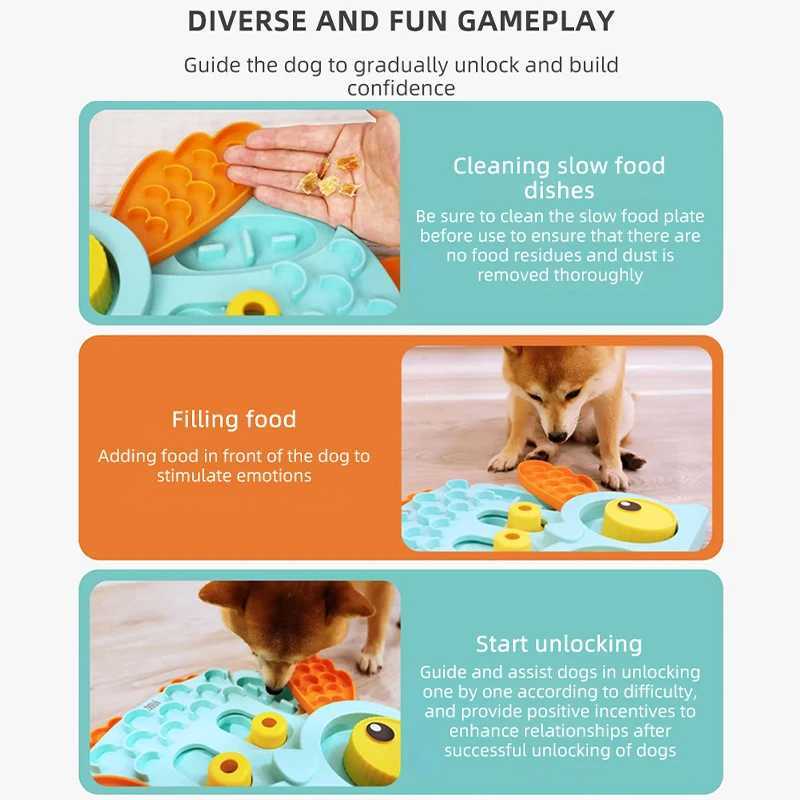 GiGwi Cat Toys Puzzle Owl Slow Food Plate Toy for Dogs Molar Training Bite Resistance Pet Look for Hidden Interactive Dog Toys X241213